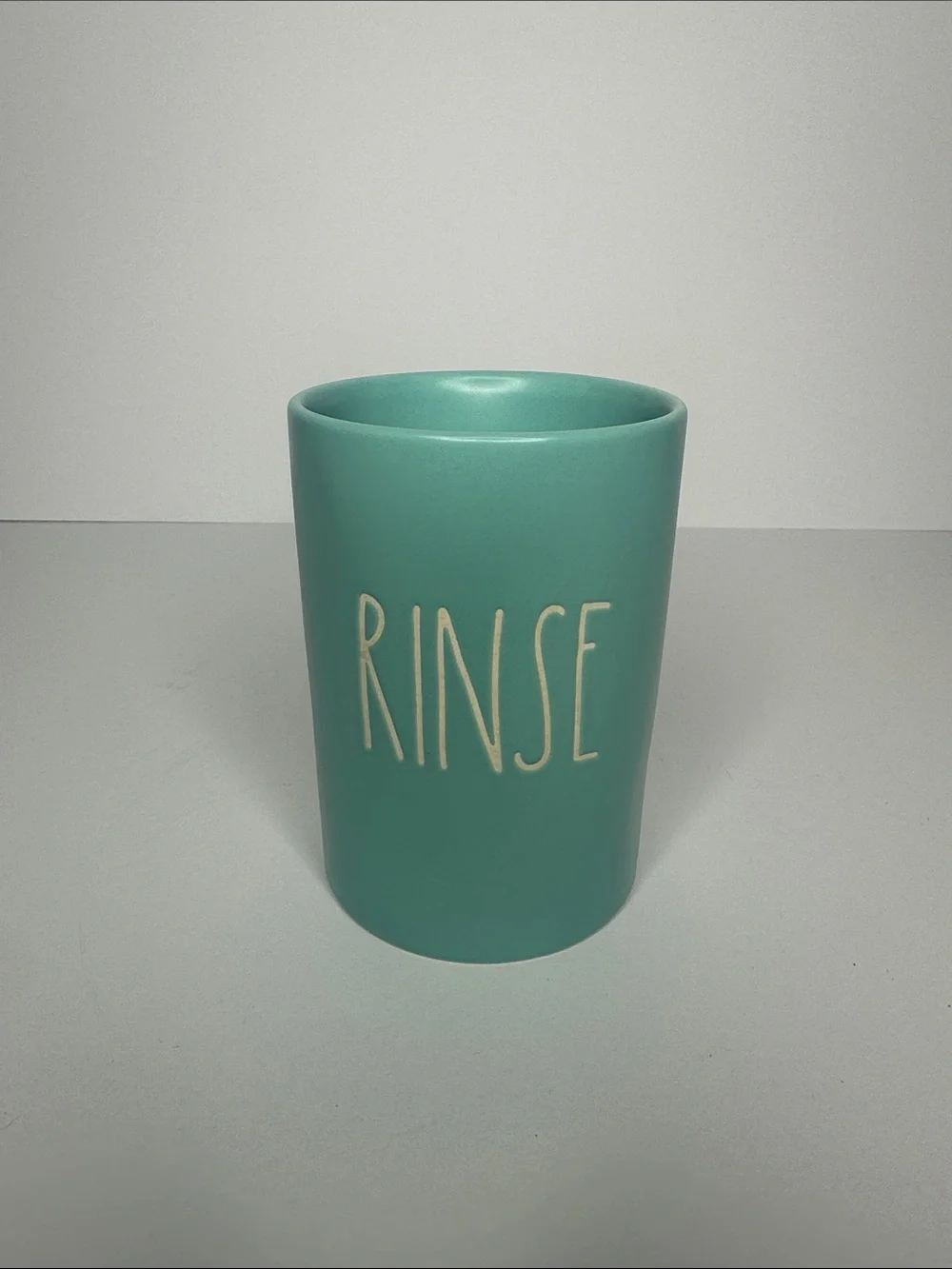 Rae Dunn Teal RINSE Ceramic Tumbler